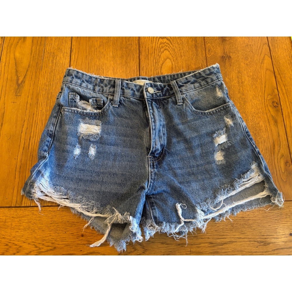 Altar'd State Denim Shorts Women Medium Blue Excellent Distressed Raw Hem
